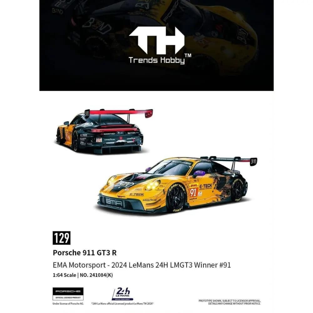 Trends Hobby - Porsche 911 GT3 R EMA Motorsport 2024 Le Mans 24H LMGT3 Winner #91 – 241084K — ảnh 1