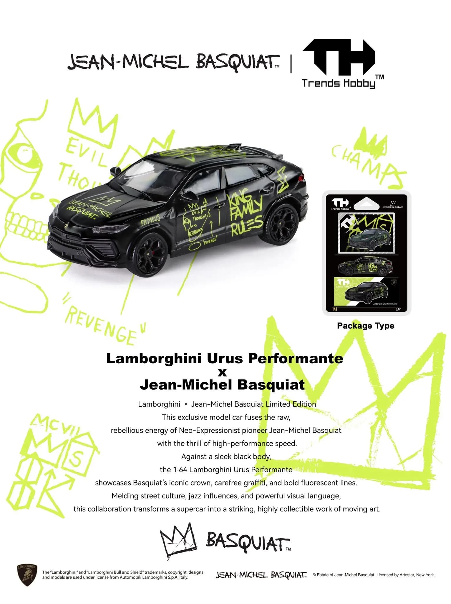 TREND HOBBY - Lamborghini Urus Performante x Jean-Michel Basquiat| Black Edition - 240194B — ảnh 1