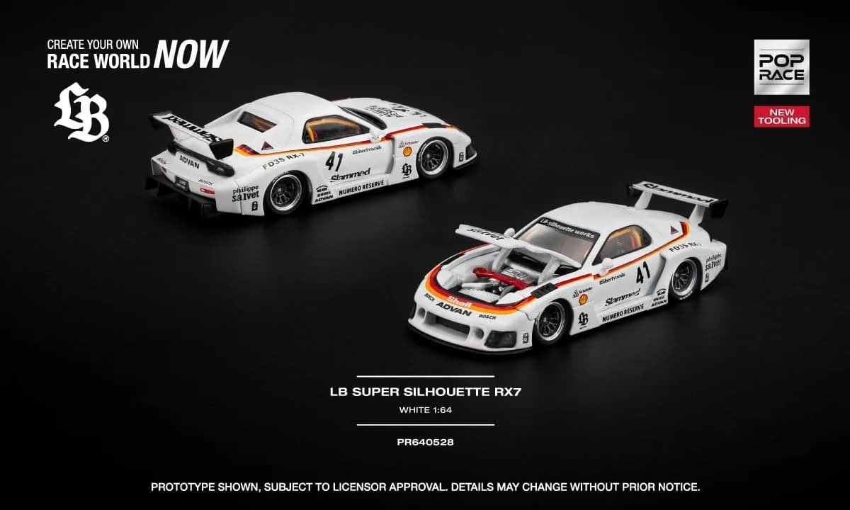 POPRACE - LB SUPER SILHOUETTE RX7 (FD3S) WHITE NEW TOOLING - PR640528 — ảnh 1