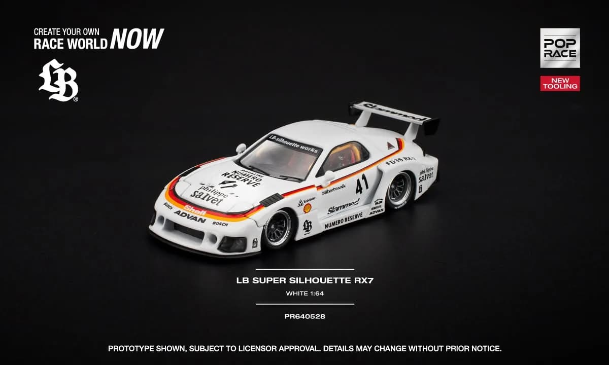 POPRACE - LB SUPER SILHOUETTE RX7 (FD3S) WHITE NEW TOOLING - PR640528 — ảnh 2