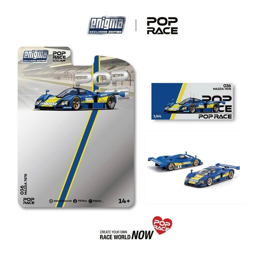 POP RACE - Mazda 787B Racing Blue/Yellow Enigma Exclusive Edition 1:64 - PRE036 — ảnh 1