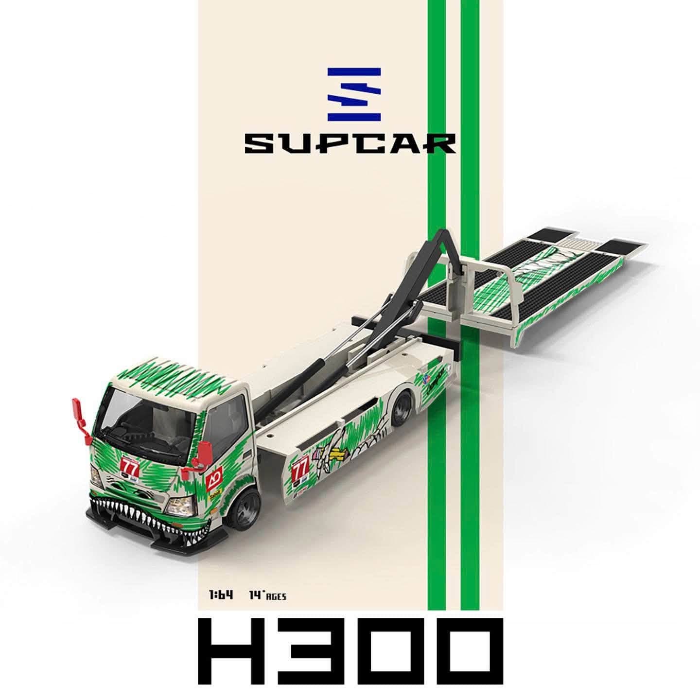 SC 1:64 H300 Flat Transport Trailer - Model 77 - White and Green Graffiti Green Dinosaur — ảnh 6