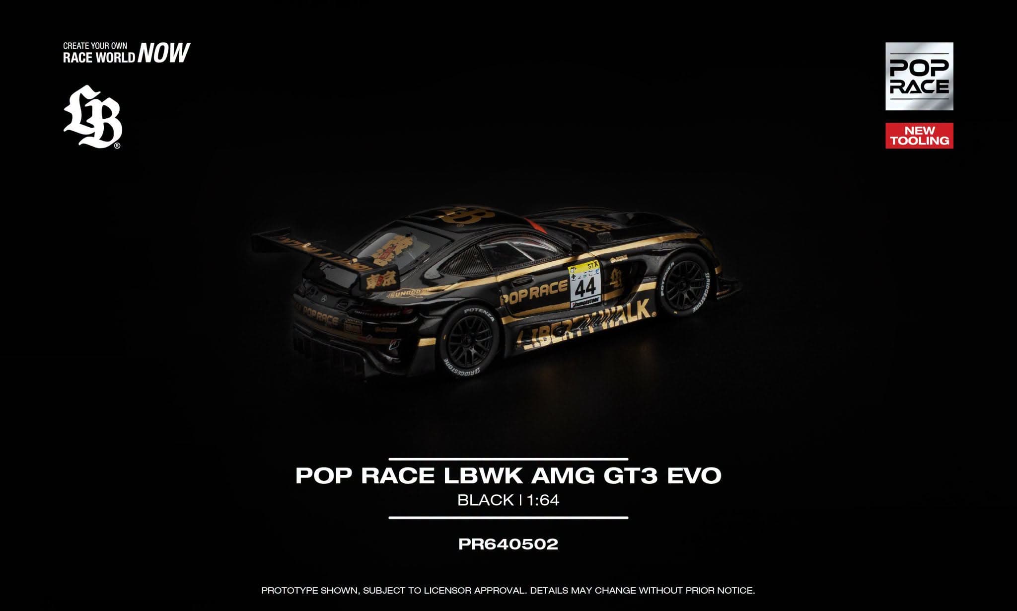 POPRACE 1:64 LBWK Mercedes-AMG GT3 EVO Black — ảnh 3