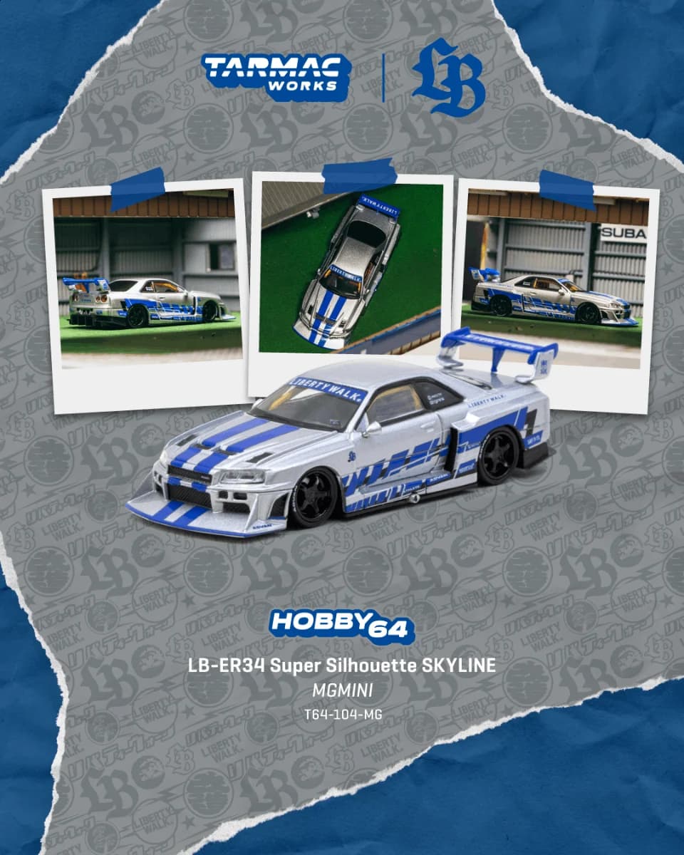TARMAC 1:64 LB-ER34 Super Silhouette SKYLINE, MGMINI (#T64-104-MG) — ảnh 1