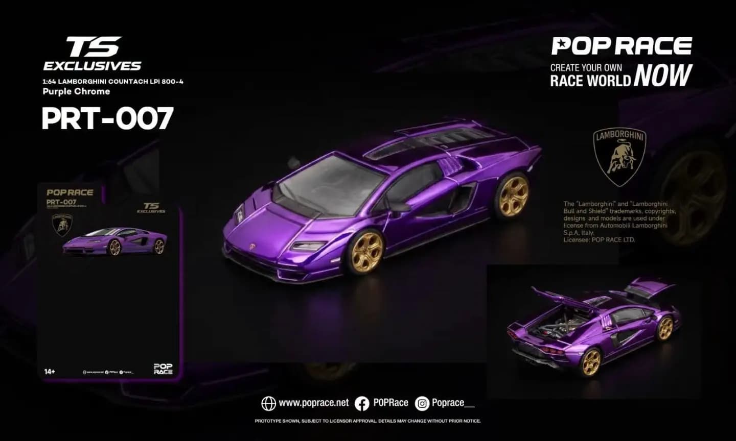 POPRACE x TOKYO STATION (TS) Exclusives – LAMBORGHINI COUNTACH LPI 800-4 Purple Chrome - PRT007 — ảnh 1