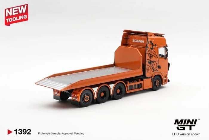 MINI GT 1:64 Scania 770S B8x4NA Hooklift Flatbed Orange - MGT01392-L — ảnh 4