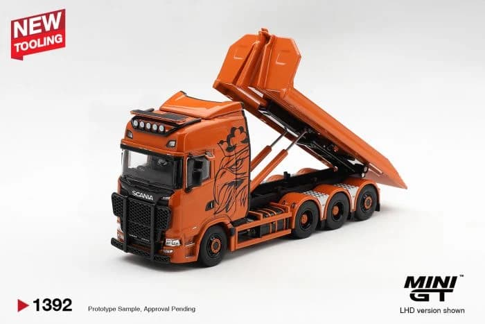 MINI GT 1:64 Scania 770S B8x4NA Hooklift Flatbed Orange - MGT01392-L — ảnh 2