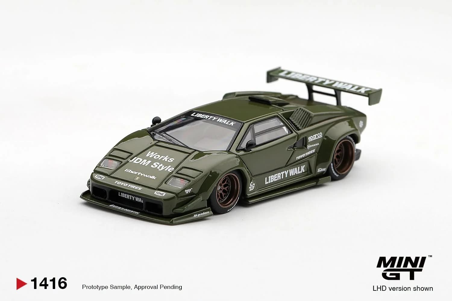 MINI GT 1:64 Lamborghini Countach LB-WORKS Army Green – MGT01416 – Box — ảnh 1
